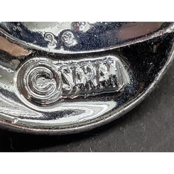 Vintage Sarah Coventry Peach Fruit Silver Tone Textured Brooch Pin - Picture 4 of 5